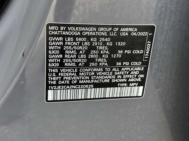 2022 Volkswagen Atlas Cross Sport 3.6L V6 SE w/Technology