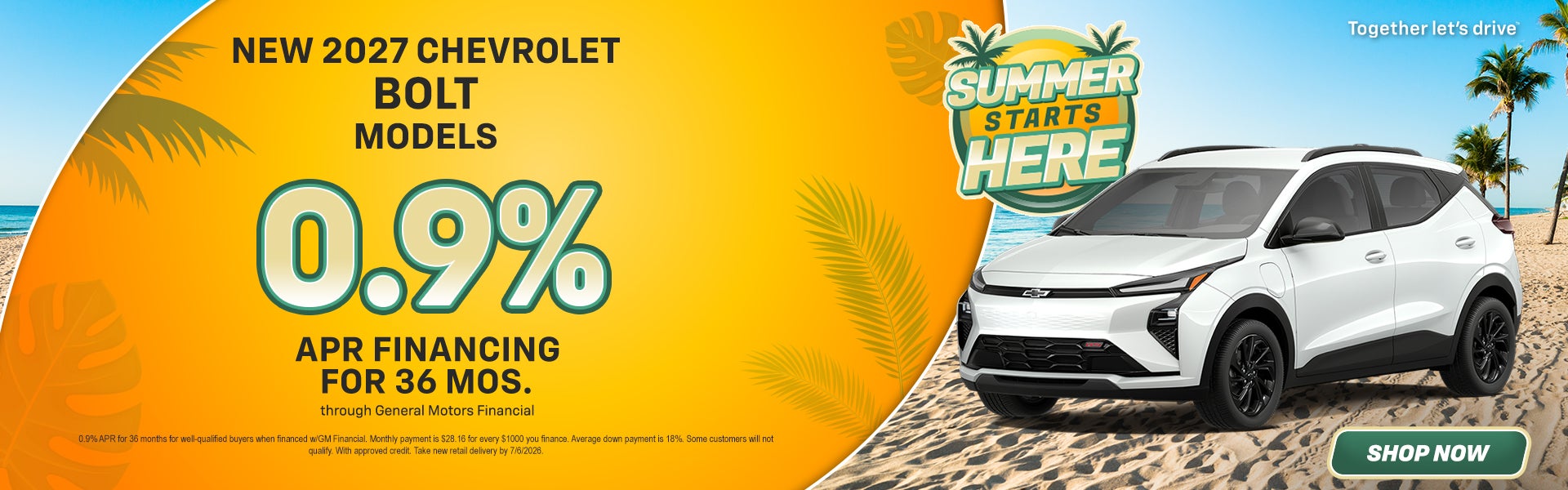 0.9% APR on New 2027 Chevrolet Bolt