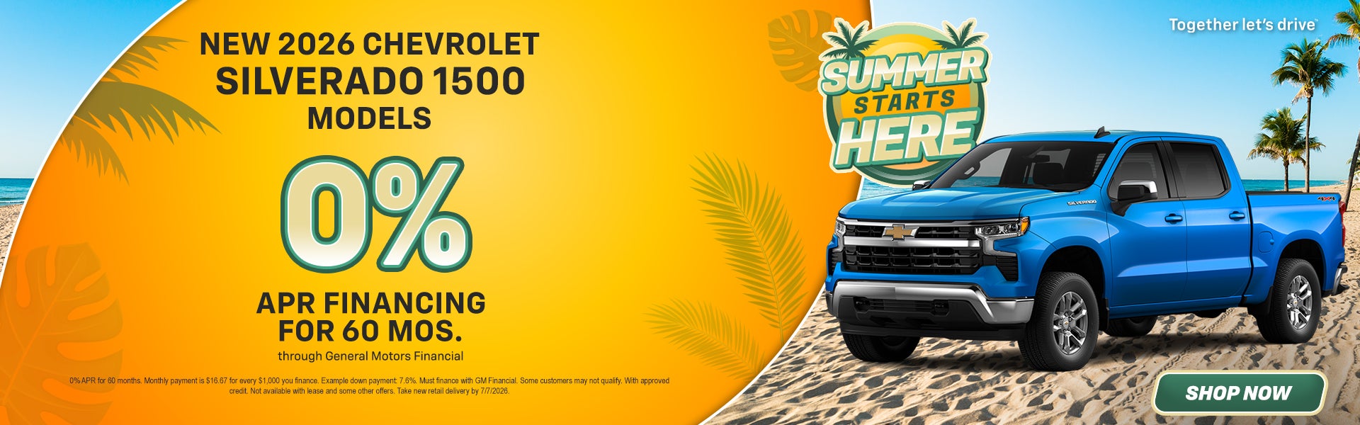 0% APR on New 2026 Chevrolet Silverado 1500