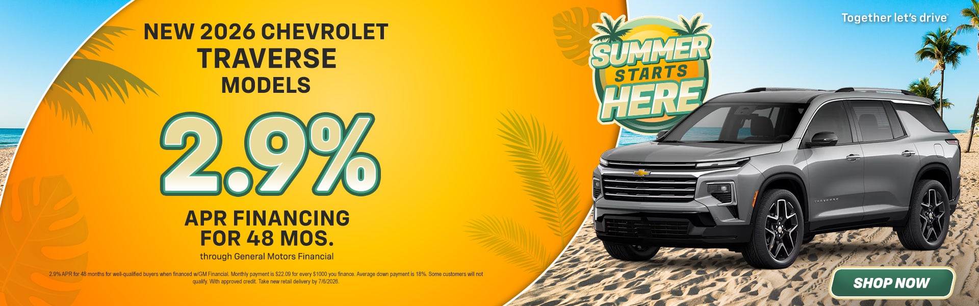 2.9% APR on New 2026 Chevrolet Traverse