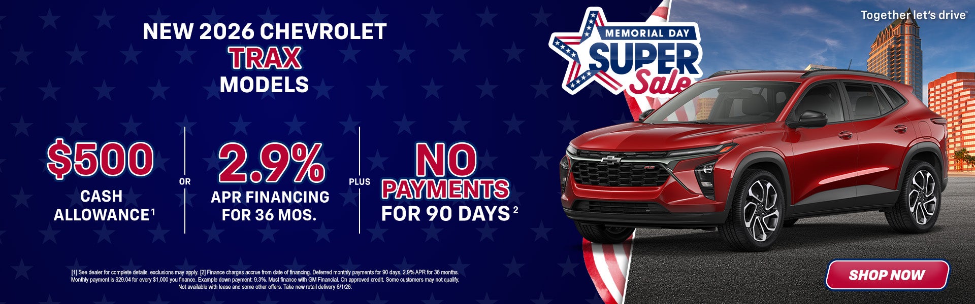 New 2026 Chevrolet Trax - $500 Cash or 2.9% APR