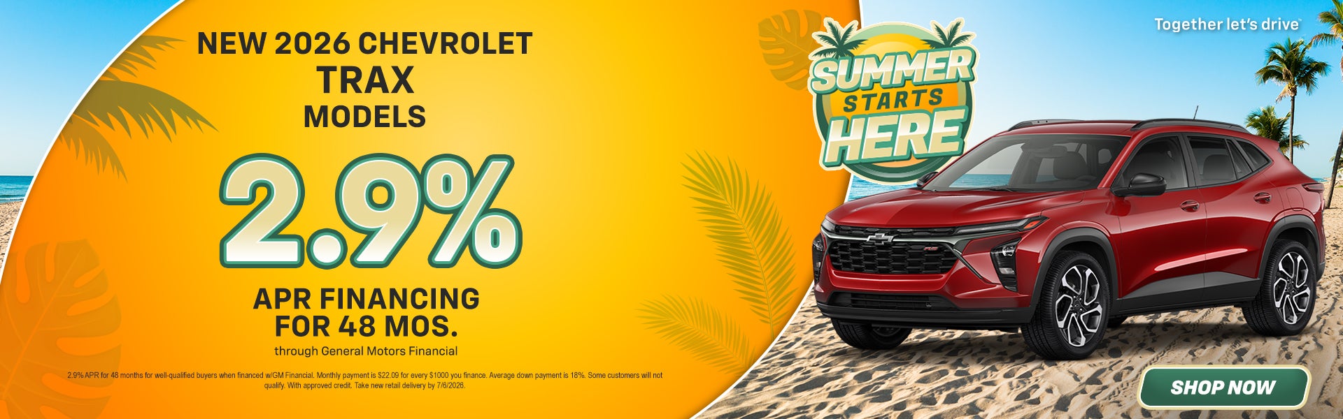 2.9% APR on New 2026 Chevrolet Trax